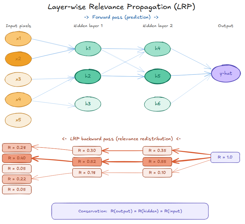 LRP conservation on a toy network